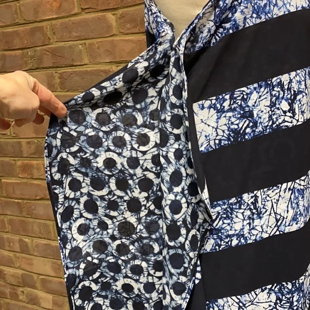 Michael Kors Navy Printed Flutter Halter Dress Size Small